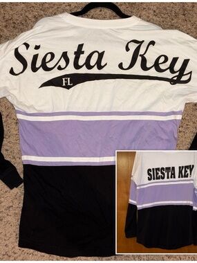 Siesta Key Colorblock Long Sleeve Shirt - White, Lavender, Black